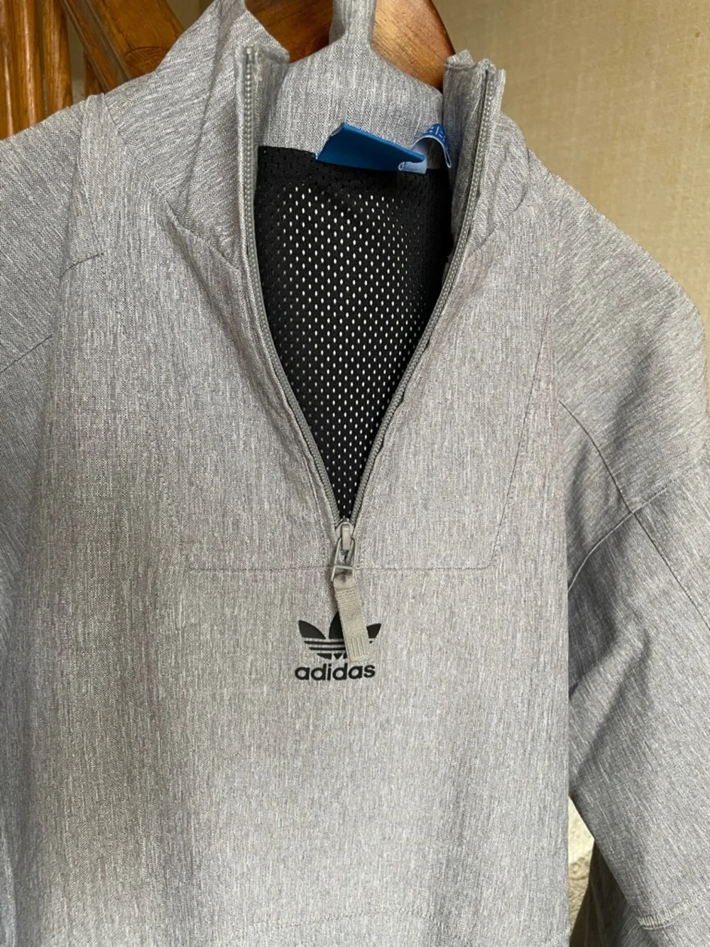 Adidas Gray Originals Paris Pack Quarter-Zip Windbreaker Pullover Jacket NEW